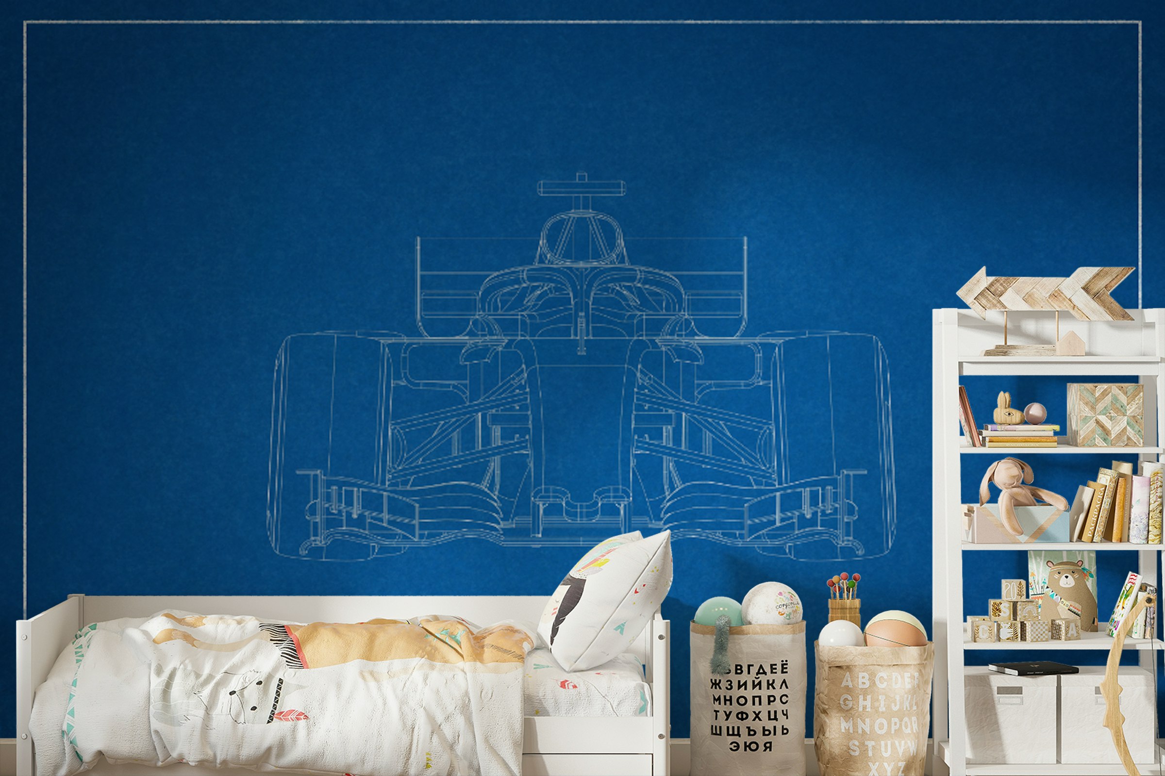 Custom made F1 Car Blueprint Wallpaper Mural
