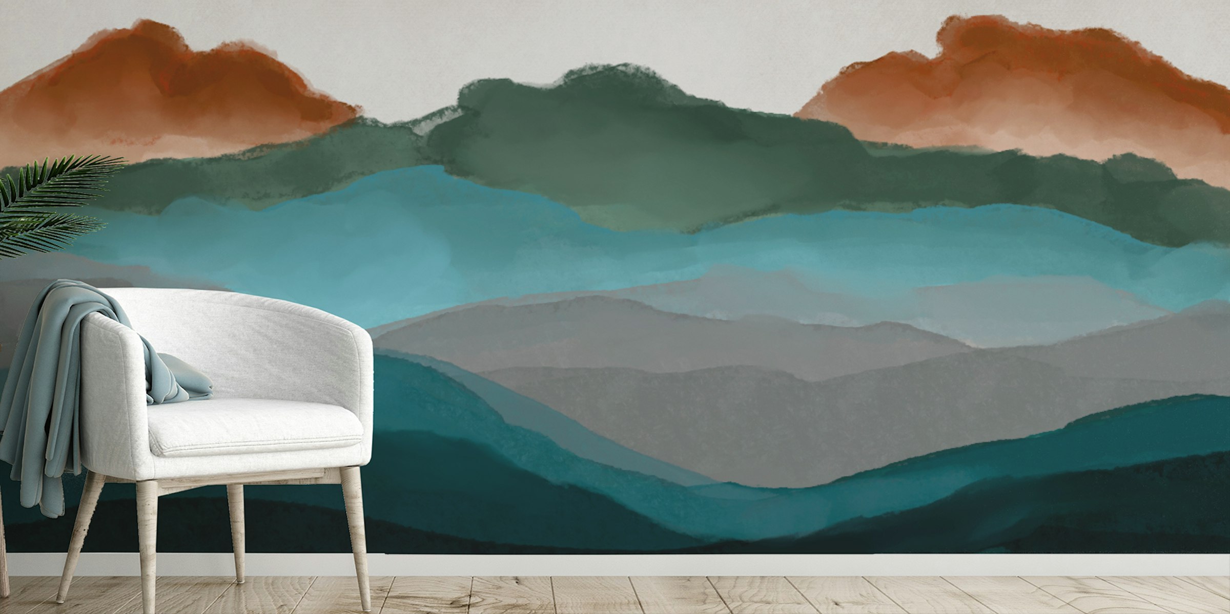 Peel and Stick Sunset Mountains Wallpaper Mural