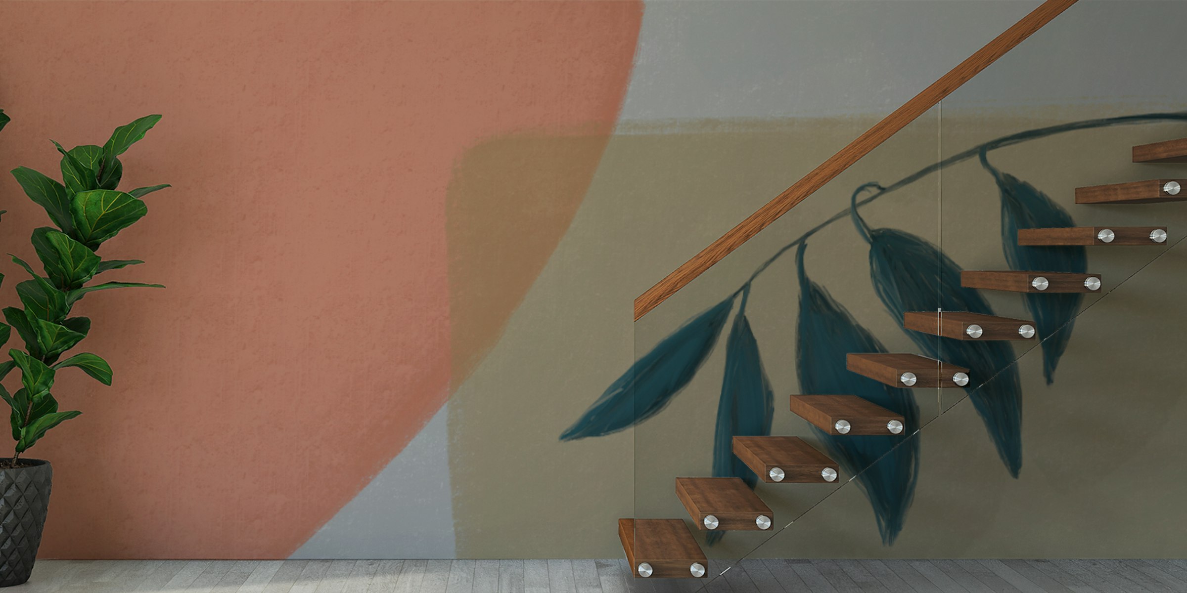 Custom made Tranquil Leaves Wallpaper Mural