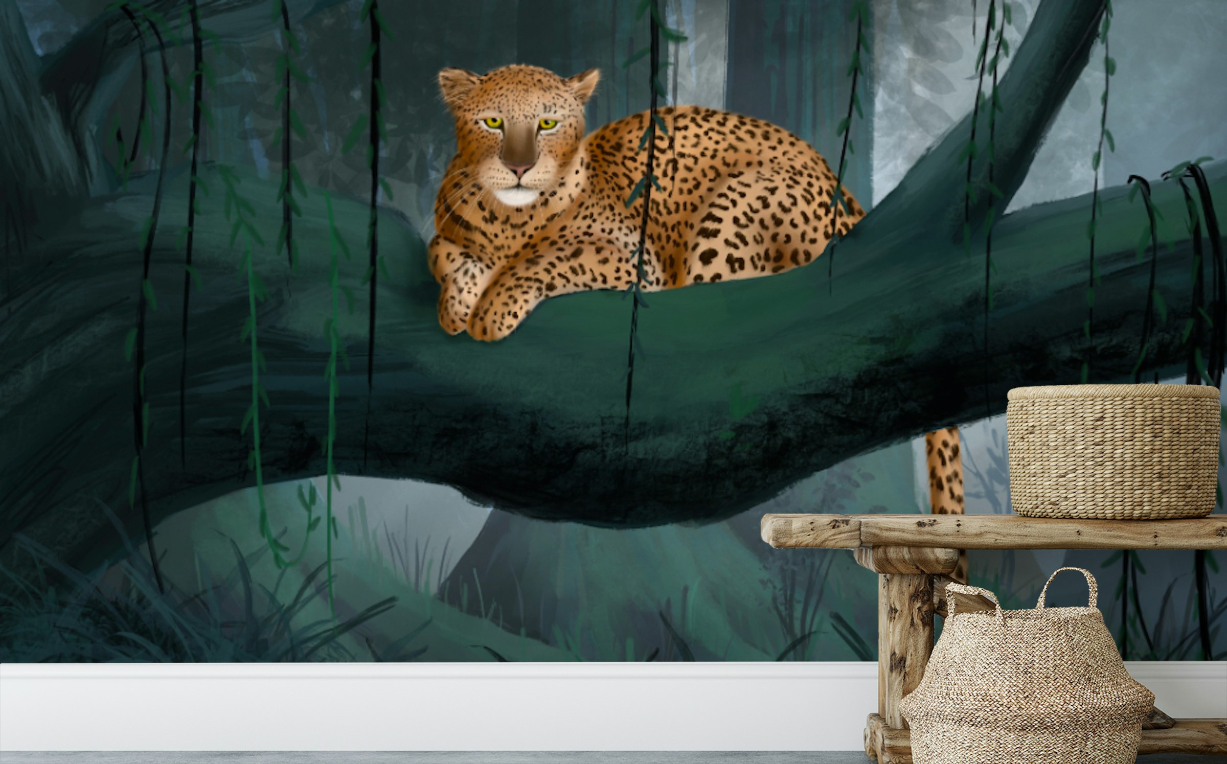 Peel and Stick Leopard Repose Jungle Wallpaper Mural
