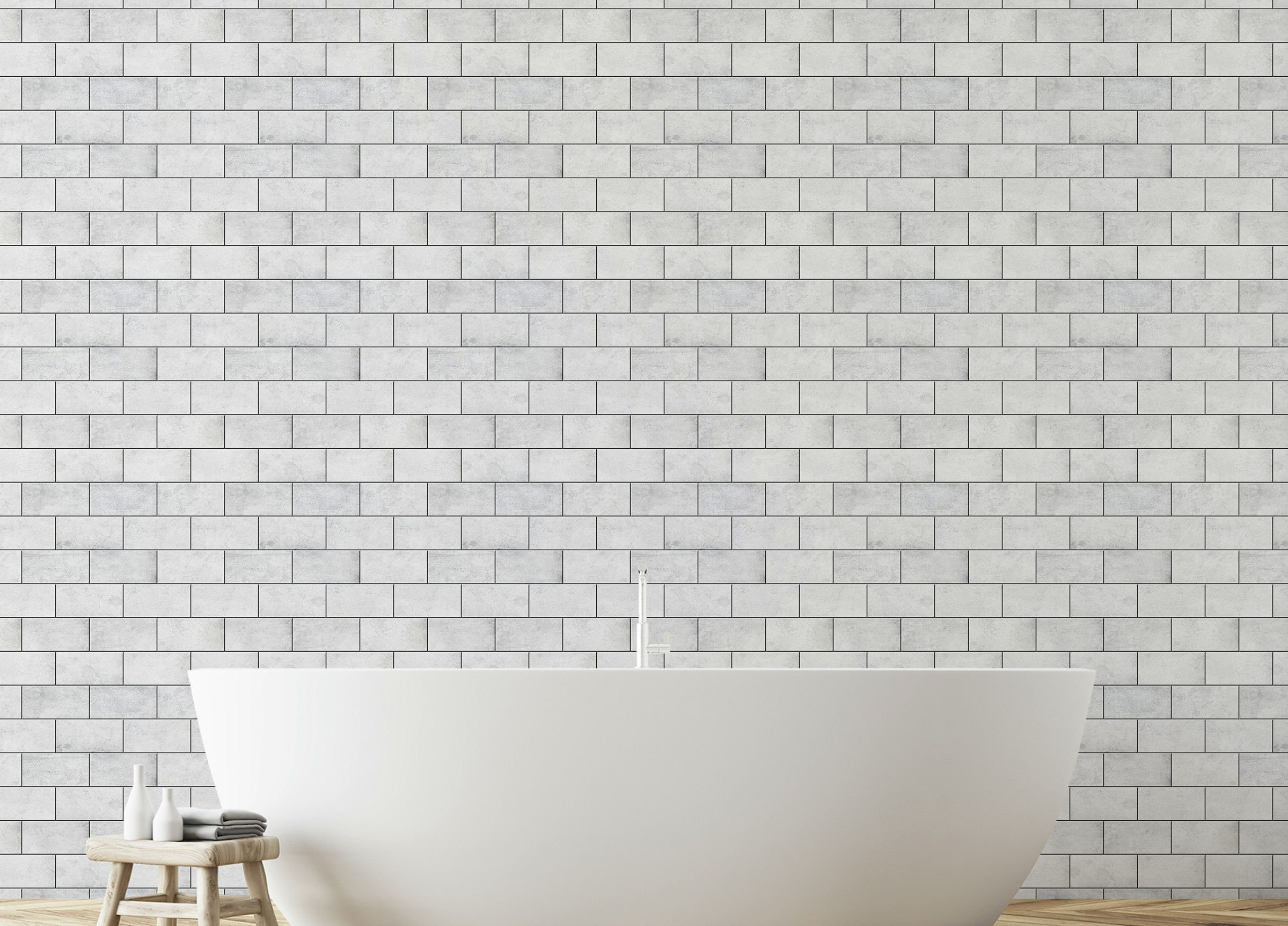 Custom made White Color Winter Frost Brick Removable Wallpaper