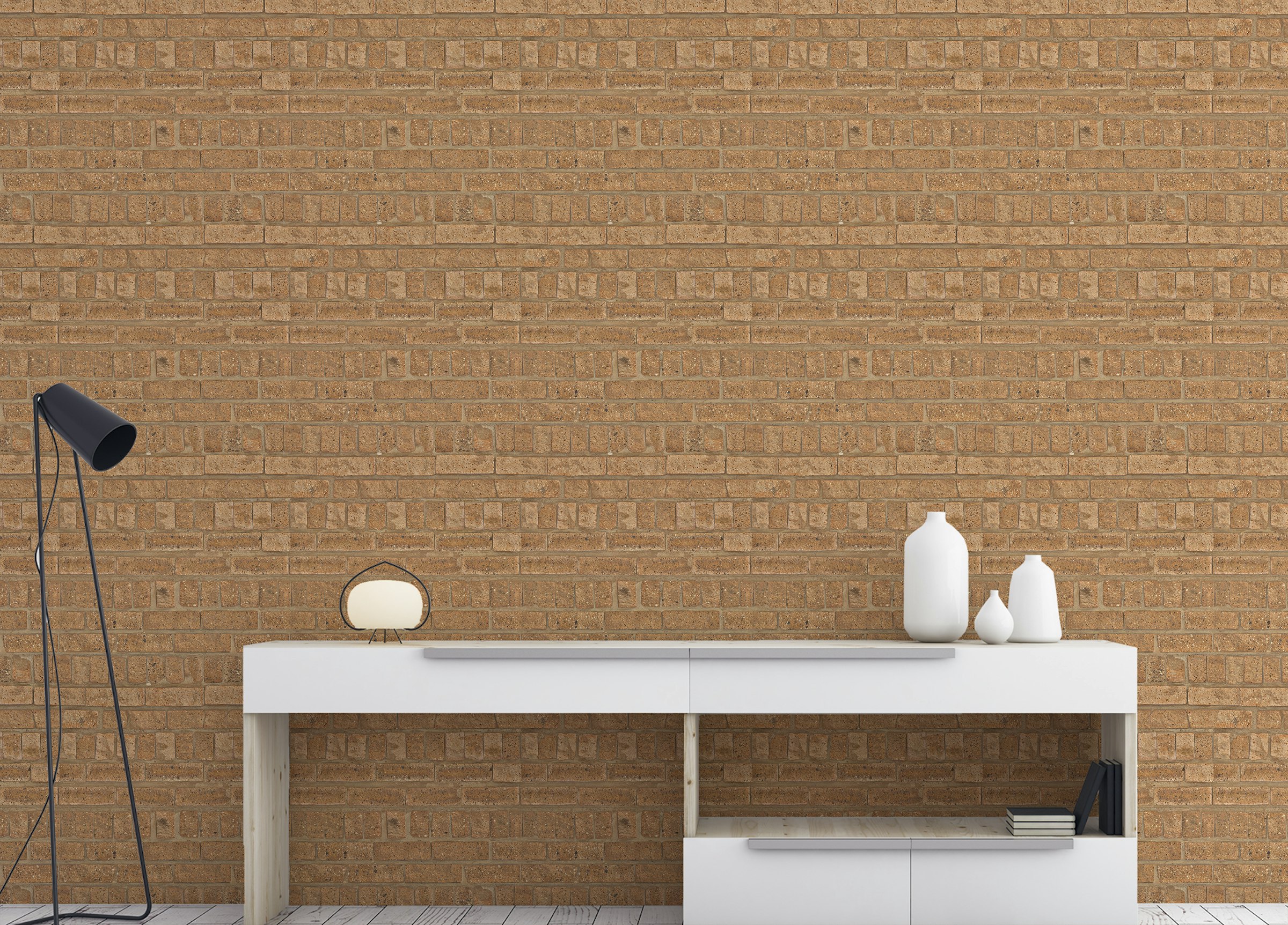 Custom made Brick Wall Pavement Texture Brown Color Wallpaper