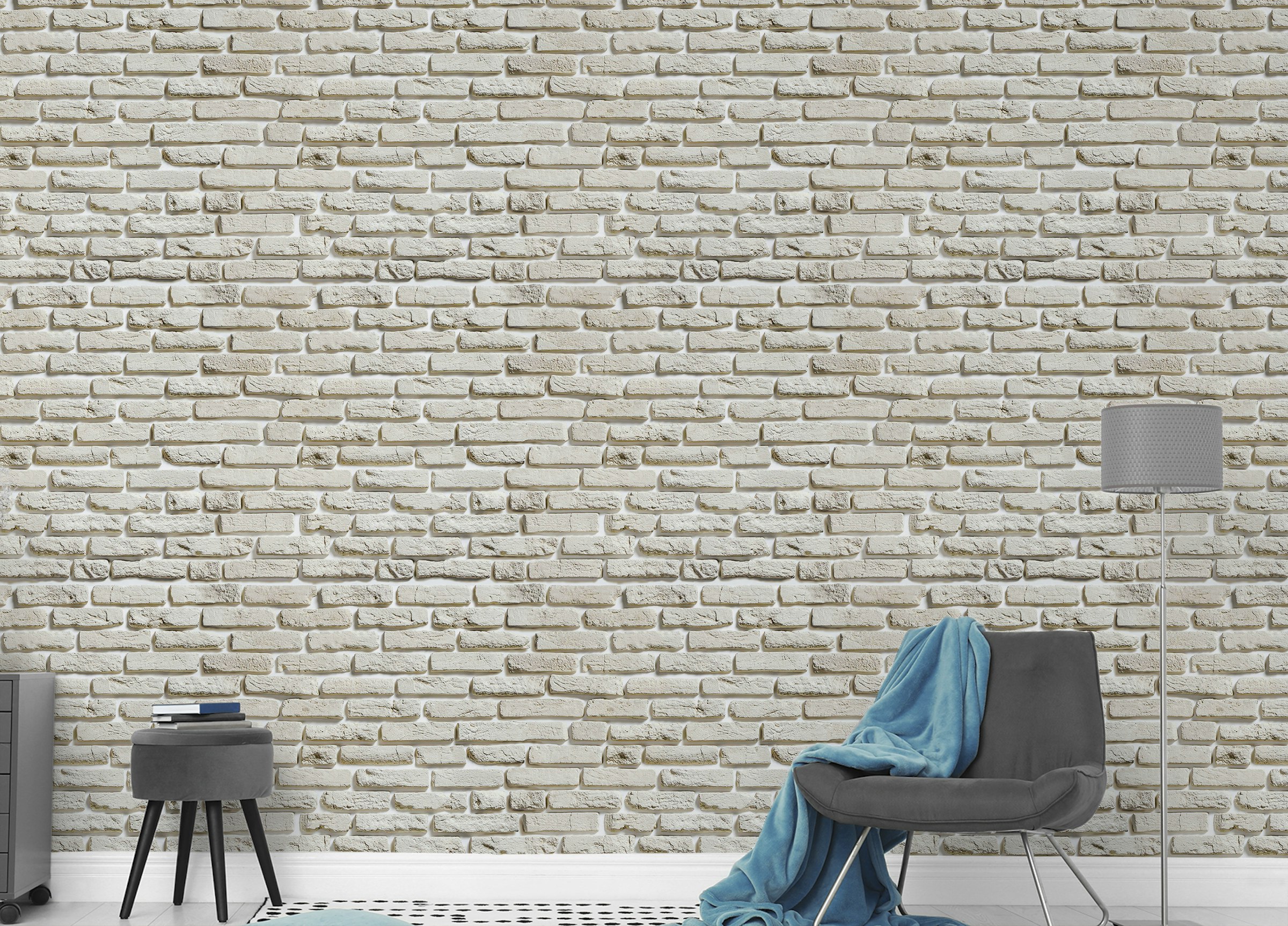 Custom made Old Vintage White Color Brick Wallpaper For Walls