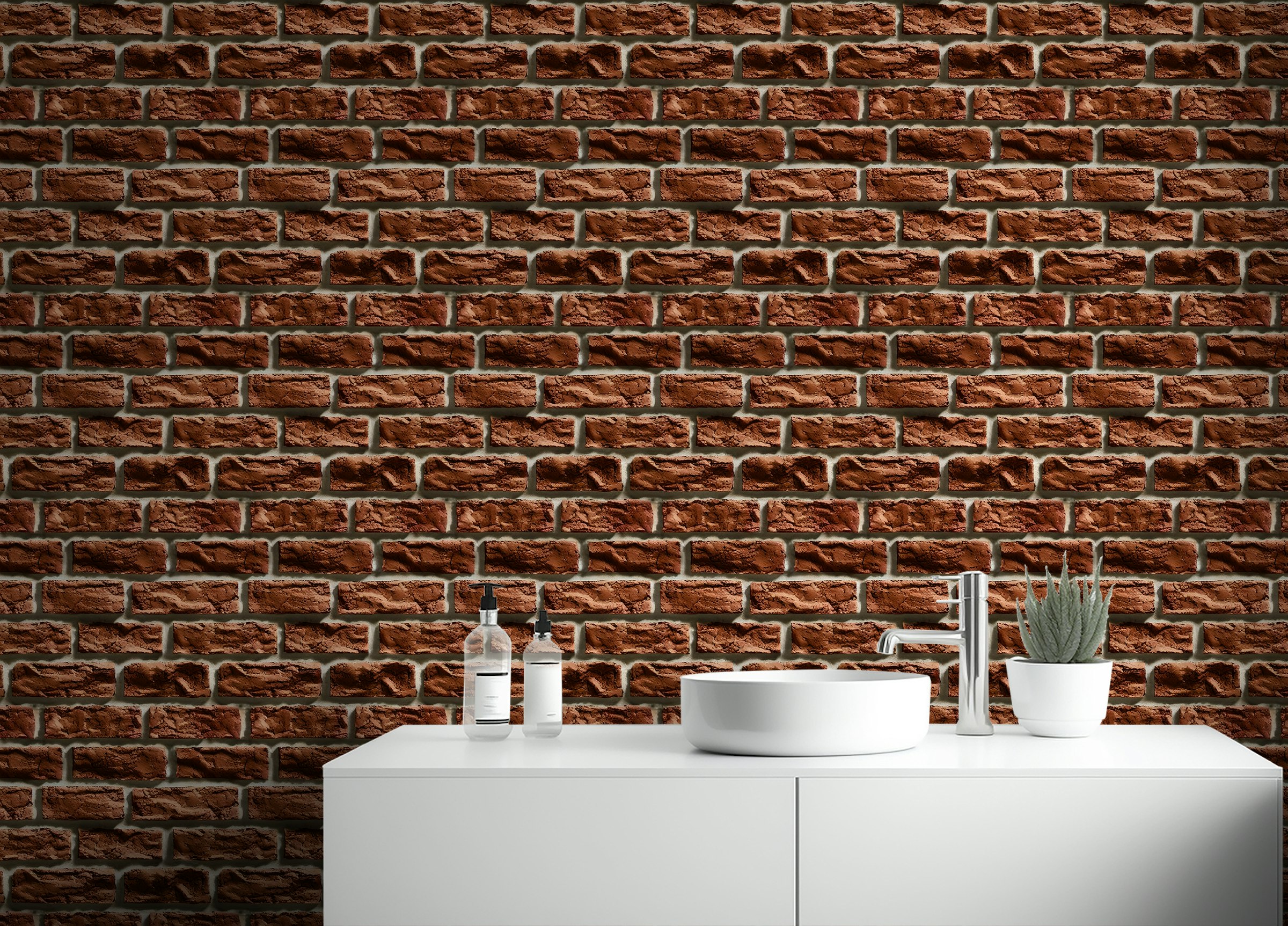 Peel and Stick Brown Color Brick Wall Texture Wallpaper For Home Decor