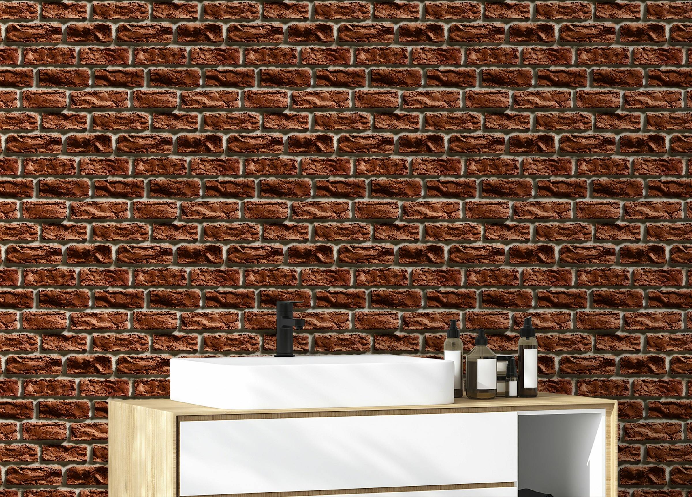Custom made Brown Color Brick Wall Texture Wallpaper For Home Decor