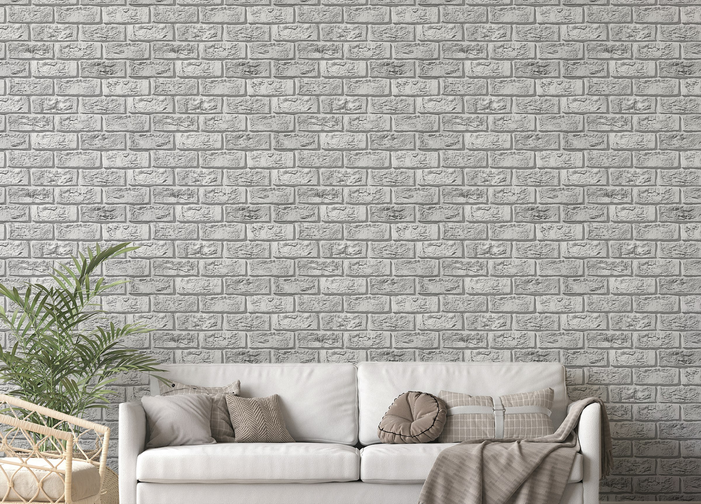 Peel and Stick Rustic Vintage White Color Brick Wallpaper For Walls