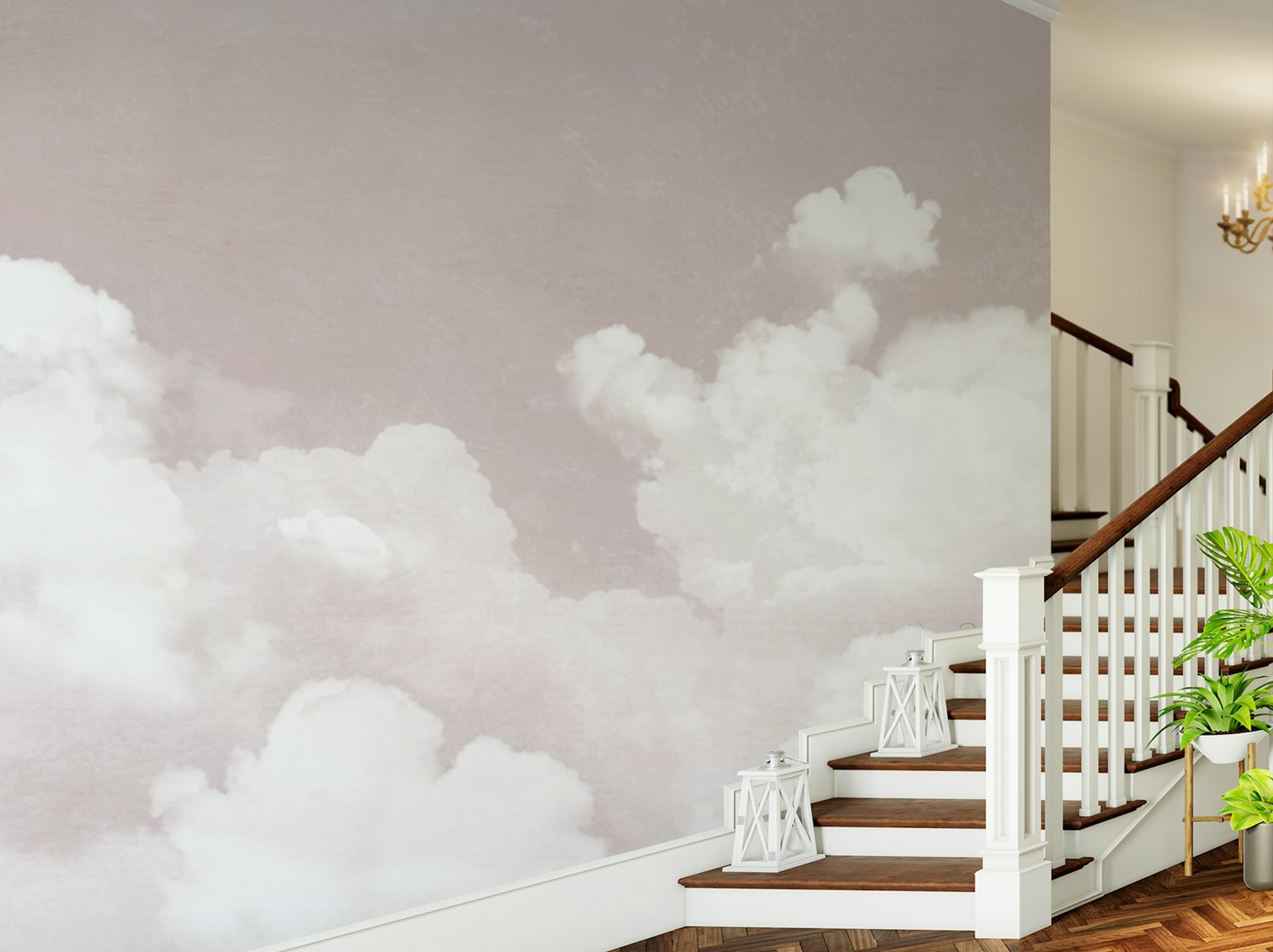 Custom made Soft Pink Clouds Wall Mural
