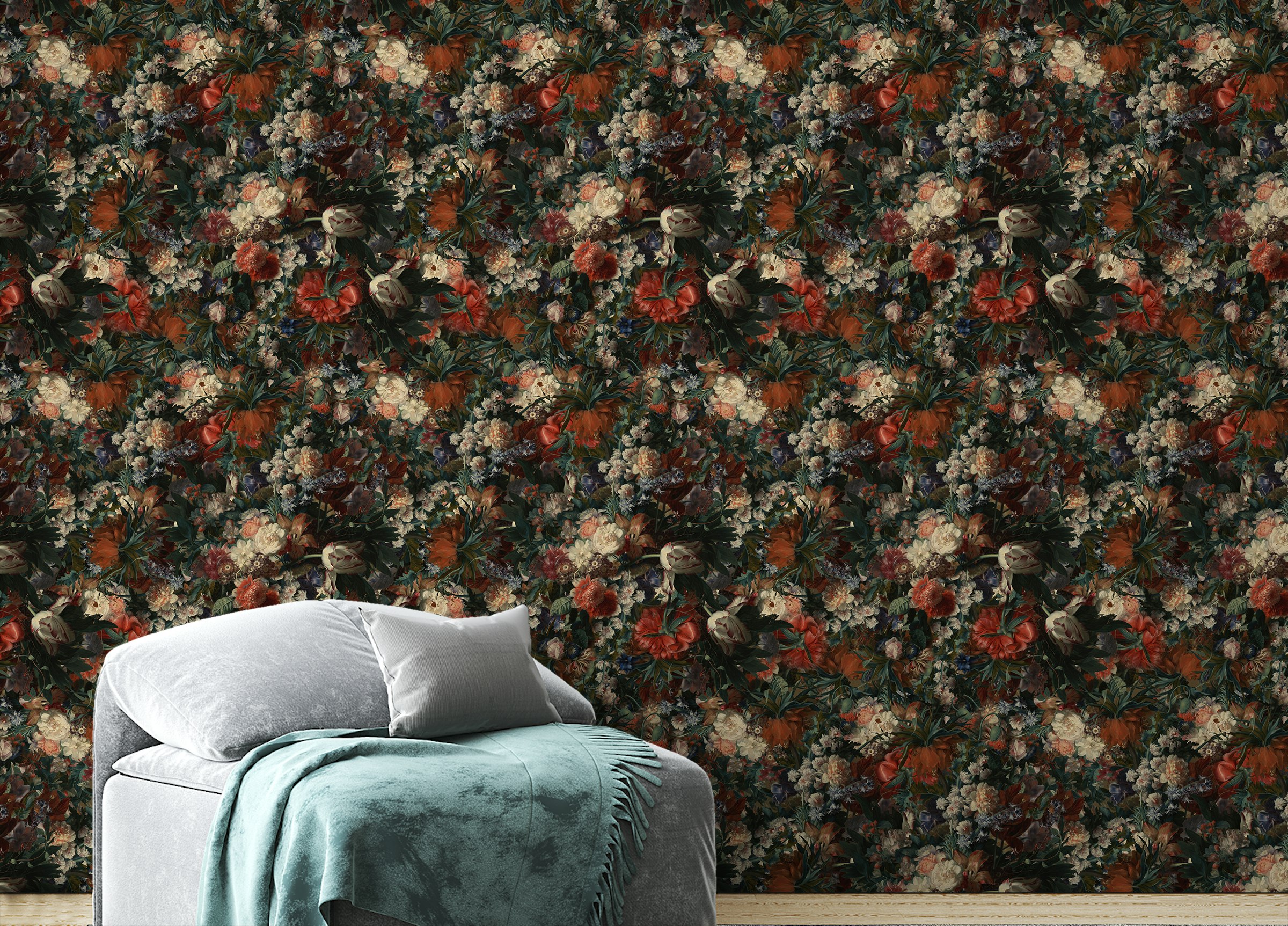 Peel and Stick Vintage Classic Style Various Flowers Wallpaper For Walls