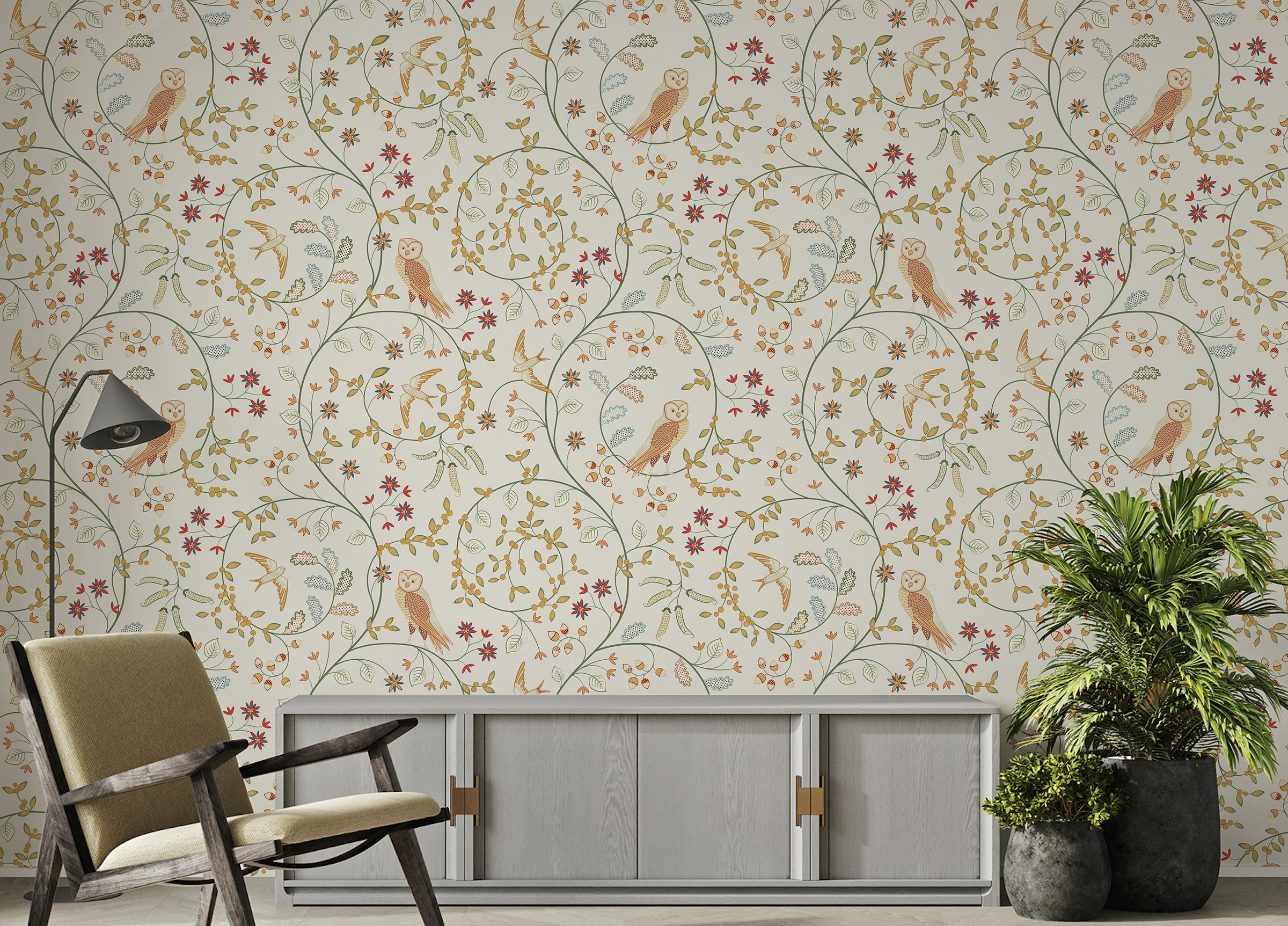 Peel and Stick Newill Peppermint Russet Flower Wallpaper For Walls