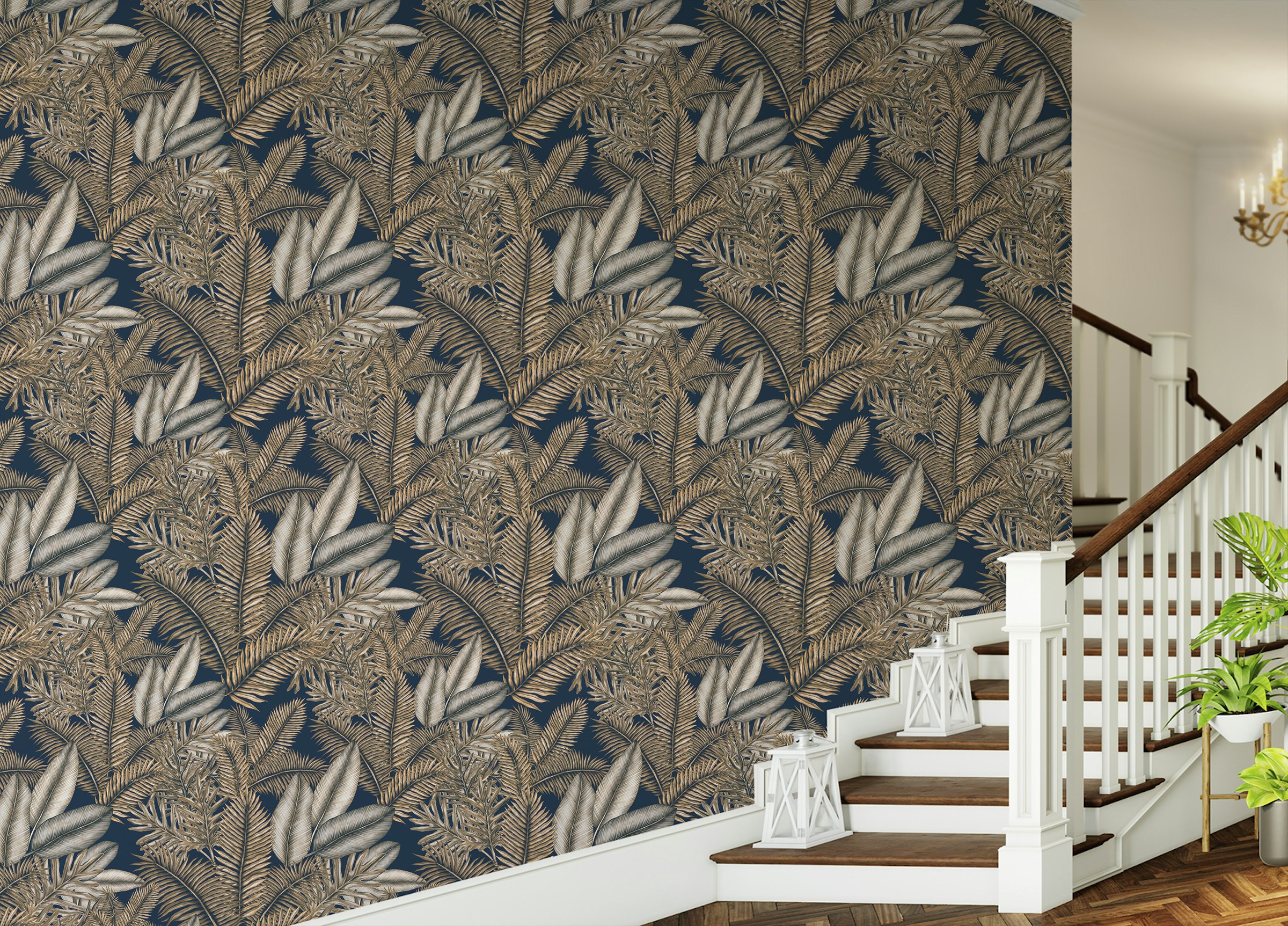 Custom made Brown Color Seamless Pattern Tropical Dry Leaves Wallpaper