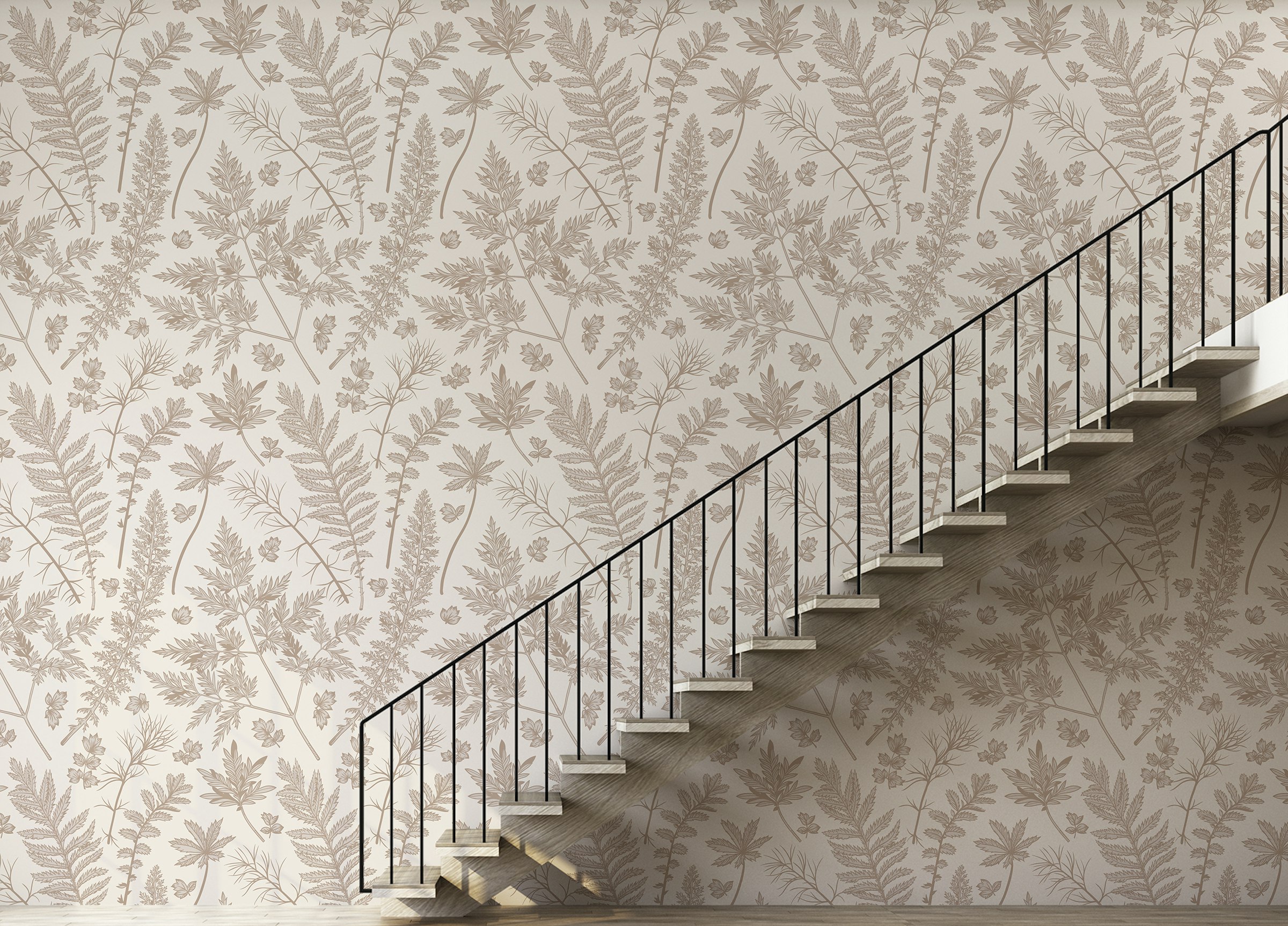 Custom made Vertical Seamless Pattern Herbs Pastel Color Leaves Wallpaper