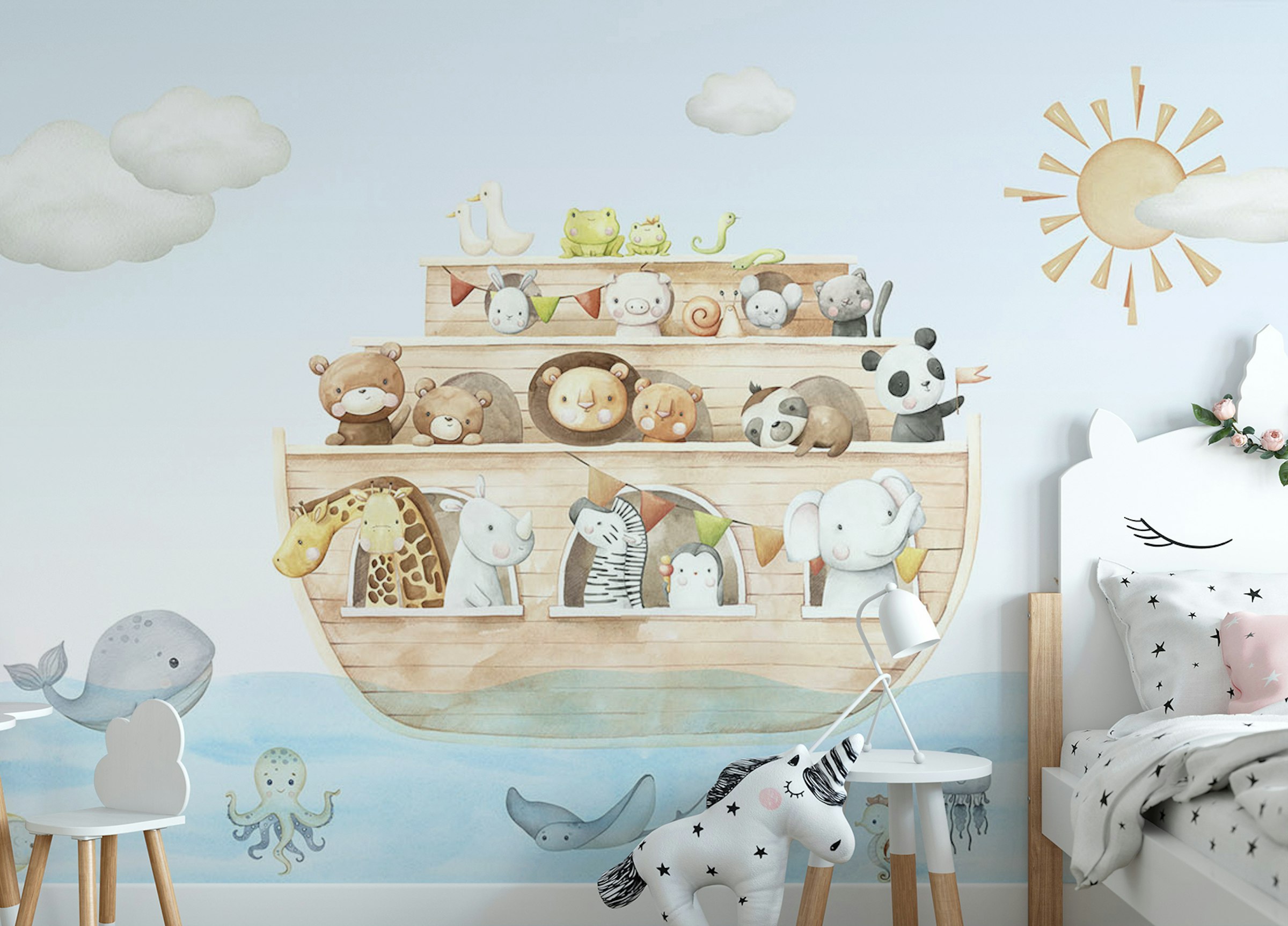 Custom made Adorable Ark Animal Wall Mural