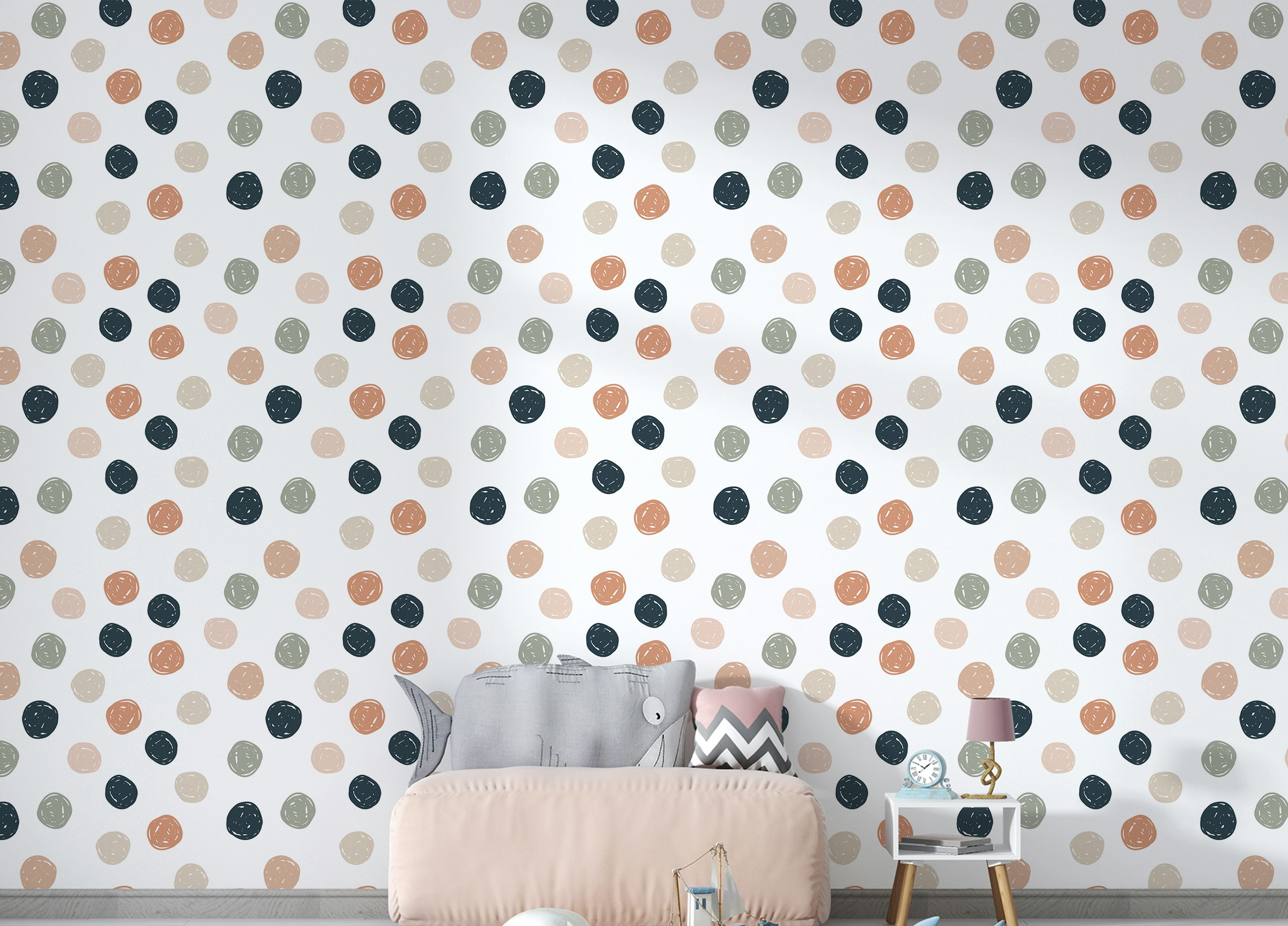 Peel and Stick Abstract Geometric Polka Dots Blue Pale Green Wallpaper