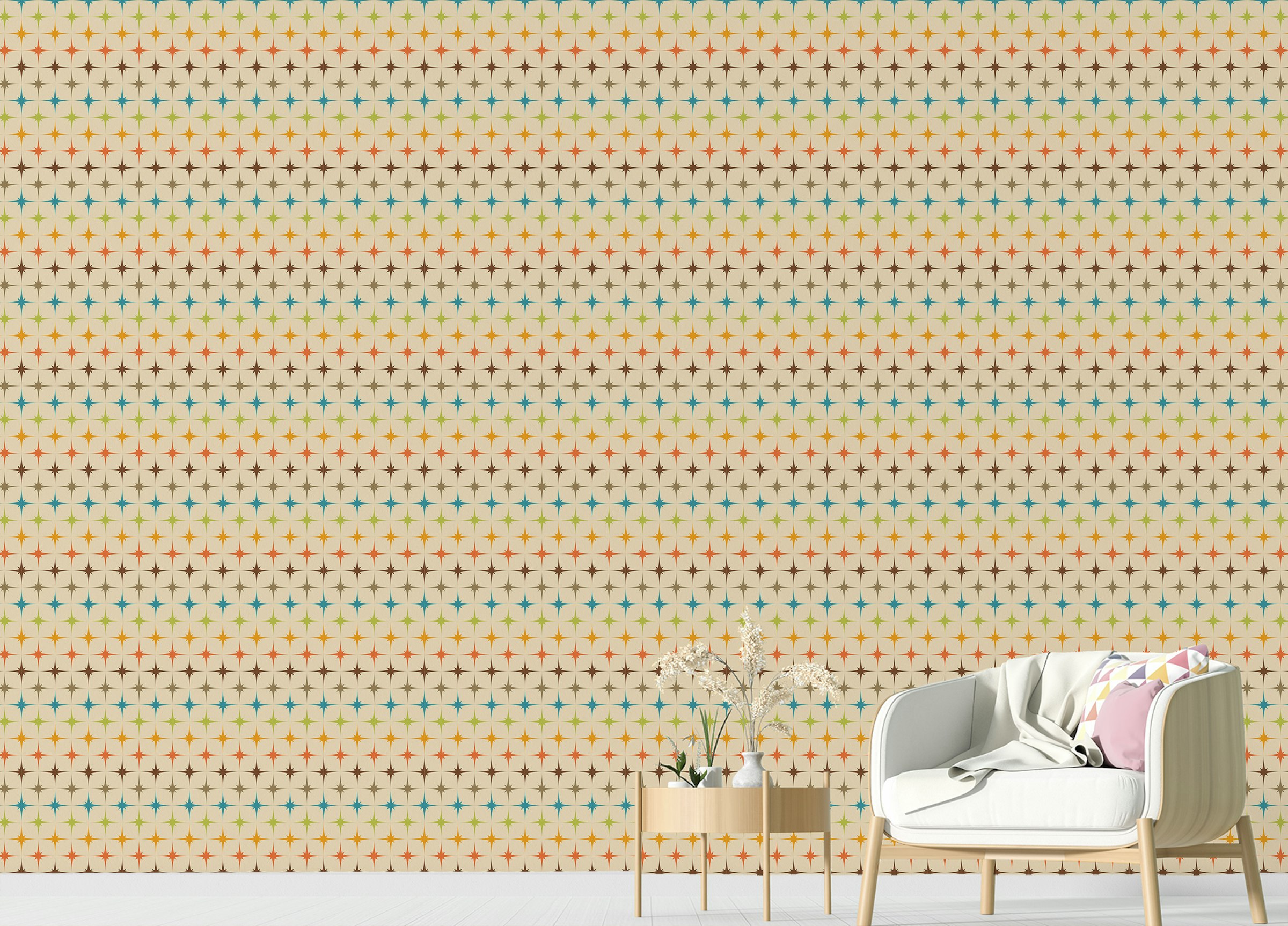 Peel and Stick Colorful Modern Atomic Retro Wallpaper For Walls