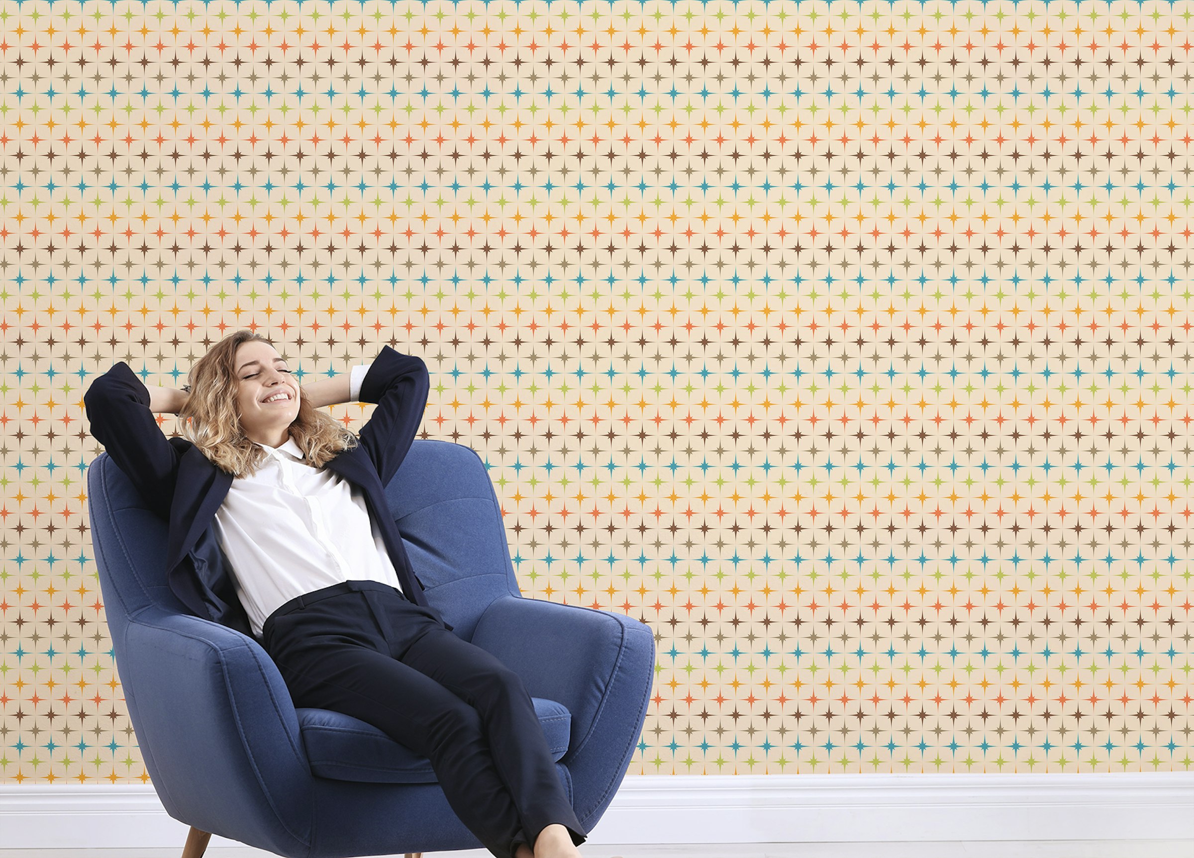 Custom made Colorful Modern Atomic Retro Wallpaper For Walls