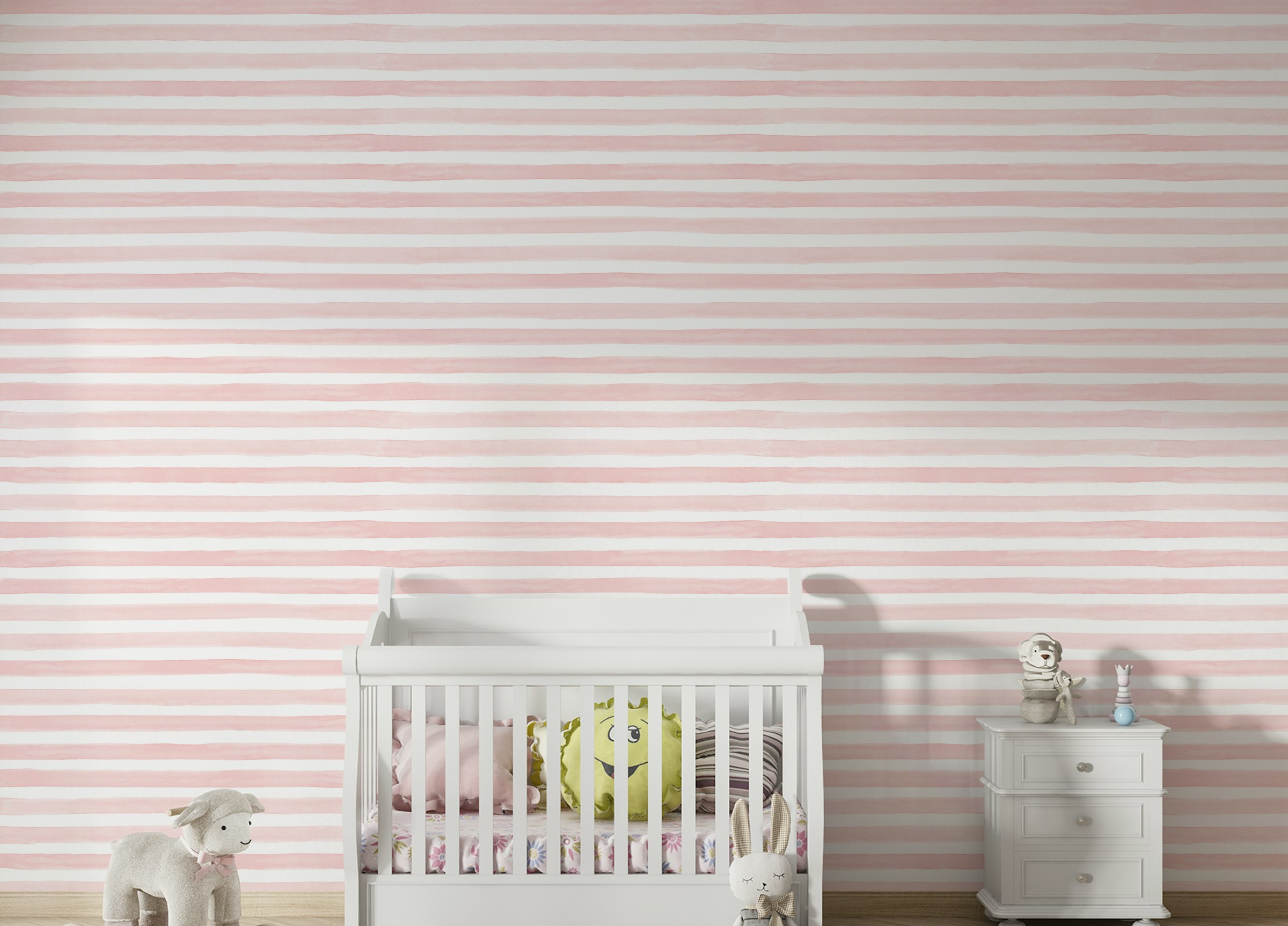 Peel and Stick Pink Color Abstract Stripe Watercolor Wallpaper