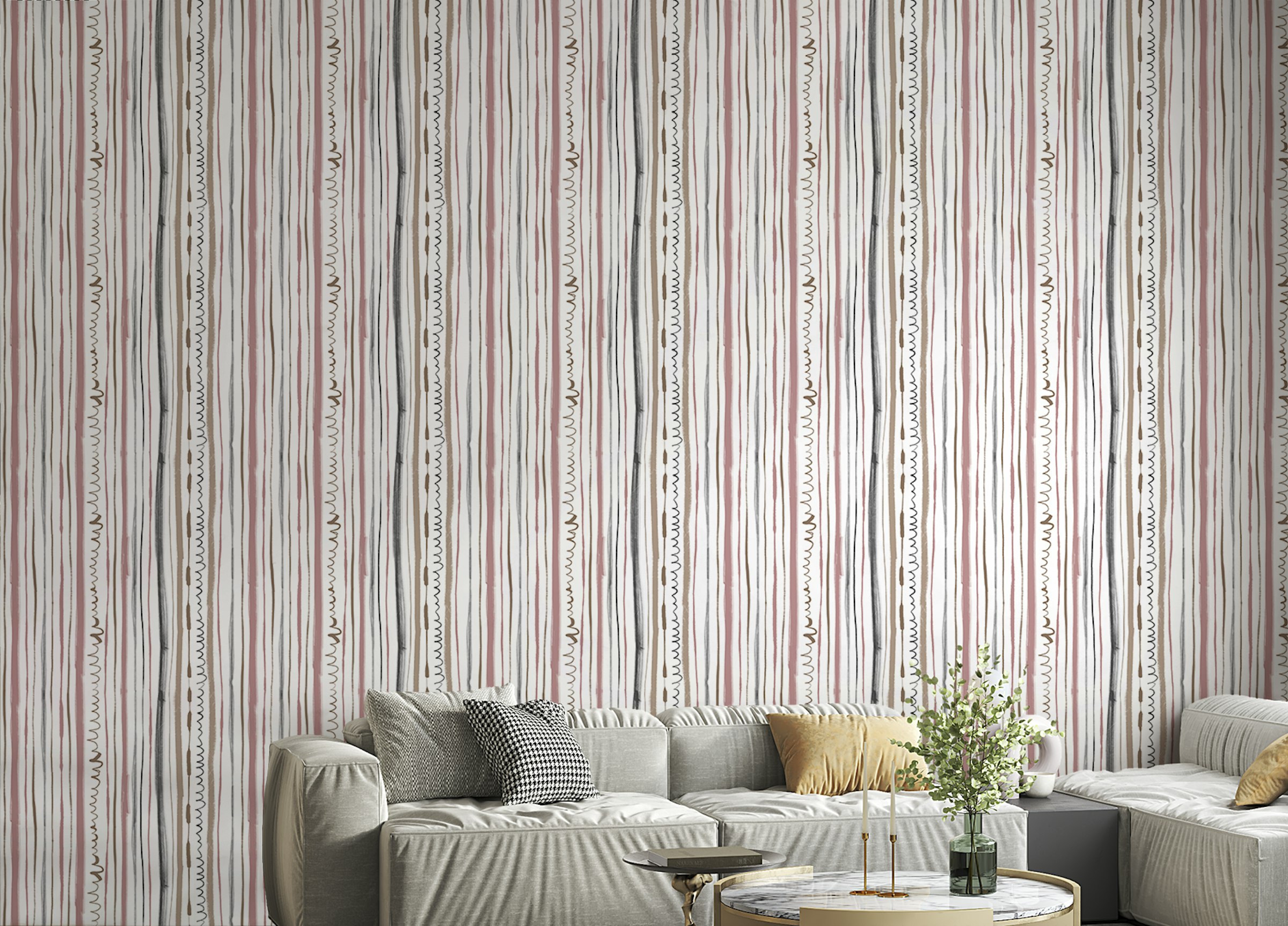 Peel and Stick Pastel Color Lines and Thicknesses Design Wallpaper