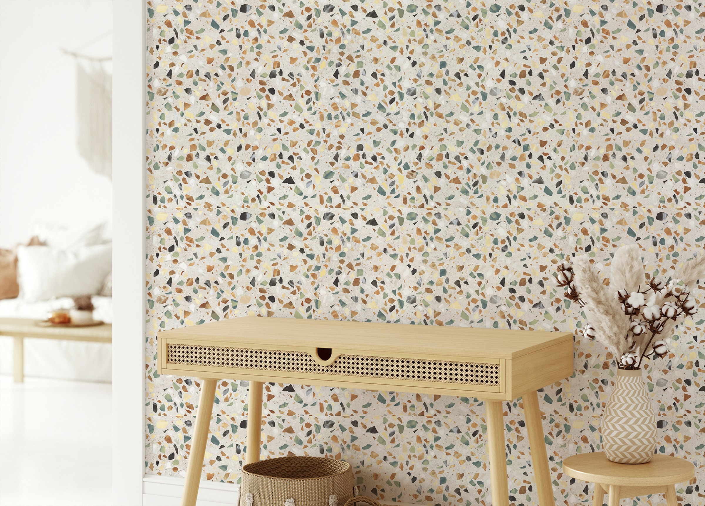 Custom made Colorful Mosaic Stones Background Terrazzo Texture Wallpaper