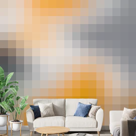 Yellow and Gray Abstract Shapes Murals