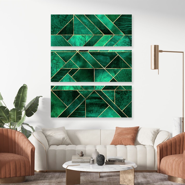 Latest Poster Abstract Nature Art Canvas Green Emerald